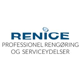 Renice-logo med tekst: "Professionel rengøring og serviceydelser."
