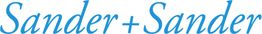 Schriftzug "Sander+Sander" in blauer Farbe auf weißem Hintergrund.
