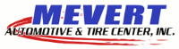 Mevert Automotive & Tire Center, Inc. logo with a red swoosh under the text.