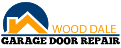 Logo with orange house, blue and black text: "Garage Door."