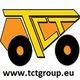 Logo TCT giallo e arancione a forma di camion, con sito web www.tctgroup.eu.