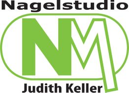 Logo: Grüner Schriftzug "NM" mit Text "Nagelstudio Judith Keller" in Schwarz darüber und darunter.