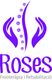 Logo de fisioterapia con manos moradas, espina dorsal y texto: "Roses Fisioteràpia i Rehabilitació".