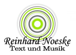 Logo mit grünen und grauen Kreisen und darunter Text: Reinhard Noeske, Text und Musik.