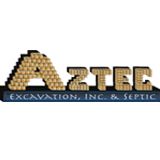 Aztec Excavation, Inc. & Septic logo with a blocky, pyramid-inspired design.