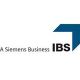 Logo von IBS, einem Siemens-Unternehmen, mit blauem grafischem Element rechts.
