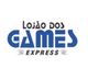Logotipo "Lojão dos Games Express" em letras azuis e pretas, estilo moderno.