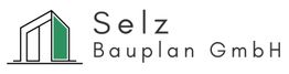 Logo der Selz Bauplan GmbH mit stilisiertem Gebäude in Grün und Schwarz.