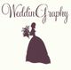 Eine Brautsilhouette mit Blumenstrauß, darüber der Schriftzug "WeddinGraphy".