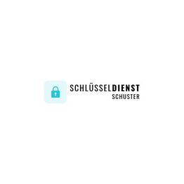 Entwurf eines Logos mit einem Schloss-Symbol und dem Text "SCHLÜSSELDIENST SCHUSTER".