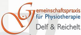 Logo der Gemeinschaftspraxis Delf & Reichelt für Physiotherapie in Orange und Blau.