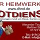 "Visitenkarte: Der Heimwerker Notdienst, Kontaktinfos und Illustrationen eines Handwerkers."