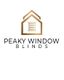 Logo of Peaky Window Blinds with a stylized house and window shutter design.