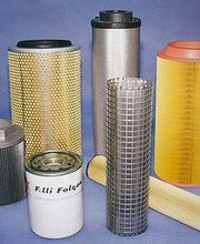 Set di filtri vari su sfondo blu.