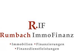 Rumbach ImmoFinanz-Logo in Rot und Grau mit Dienstleistungen: Immobilien, Finanzierungen, Finanzdienstleistungen.