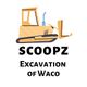 Excavator logo with text: "SCOOPZ Excavation of Waco."