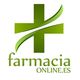 Logotipo verde de farmacia online con cruz médica y texto "farmacia ONLINE.ES".