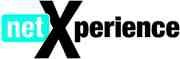 "Logo mit Text 'net Xperience', blaues 'net', schwarzes 'Xperience'."