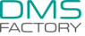 Logo mit der Aufschrift "DMS Factory" in türkis und grau.