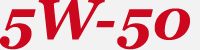 "Der Text '5W-50' in roten Buchstaben auf weißem Hintergrund."