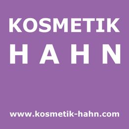 Lila Hintergrund mit weißem Text: "KOSMETIK HAHN" und Website "www.kosmetik-hahn.com".