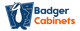Cartoon badger with text "Badger Cabinets" in bold blue and orange letters.
