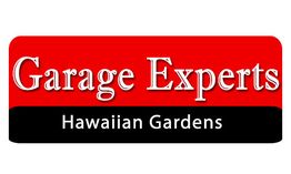 Logo of "Garage Experts Hawaiian Gardens" with red and black background.