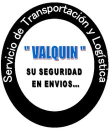 Logo de Valquin, servicio de transporte y logística: "Su seguridad en envíos...".