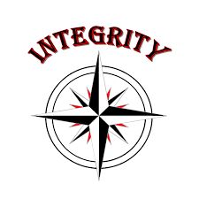 Compass design with the word "Integrity" in bold red letters above.