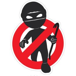 Simbolo di divieto con figura nera che tiene un piede di porco, cerchiata da un segno rosso.