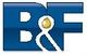Logo mit blauen Buchstaben "B&F" und einem Tropfensymbol in der Mitte.