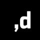 Weißes ",d" auf schwarzem Hintergrund.