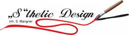 Logo von "S"thetic Design mit Pinsel und rotem Pinselstrich. Inhaber: S. Mangner.