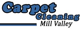 "Carpet Cleaning Mill Valley logo in blue and black text with a line underneath."