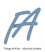 Logo mit blauen Buchstaben "FA", darunter Text: "Flengo Artline - eService & more".
