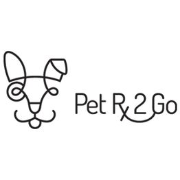 Line art of a pet's face with the text "Pet Rx 2 Go" beside it.