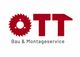 OTT-Logo mit Zahnrad als "O", Text: "Bau & Montageservice".