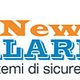 Logo "New Alarm" con testo "Sistemi di sicurezza" su sfondo bianco.