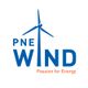 Logo: "PNE WIND" mit Windrad-Symbol und Slogan "Passion for Energy" in Blau und Orange.