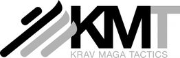 Logo: "KMT Krav Maga Tactics" in Schwarz und Grau mit stilisierten Linien links.