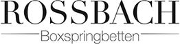 Logo mit dem Text "ROSSBACH Boxspringbetten" in schwarzer Schrift auf weißem Hintergrund.