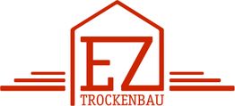 Logo mit rotem Haus, Buchstaben "EZ", und Text "Trockenbau" darunter.