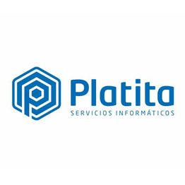 Logotipo de Platita, Servicios Informáticos, con un diseño geométrico azul.