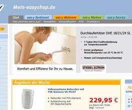 Screenshot unseres Shop für Elektrobedarf