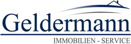 Logo mit Schriftzug "Geldermann Immobilien-Service" und stilisiertem Hausdach darüber.