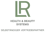 Logo mit grünem "LR" und Text: "Health & Beauty Systems, Selbständiger Vertriebspartner".