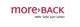 Logo: „moreBACK“ in Rot mit dem Text darunter „Mehr Geld zum Leben“.