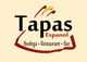 Logo von "Tapas Espanol" mit Schriftzug: Bodega, Restaurant, Bar in warmen Farbtönen auf Beige.
