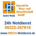 Logo von André Weick GmbH mit Notdienstnummer und Website: www.WEICK-Notdienst.de.