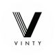 Stylized "V" logo with vertical lines, text "VINTY" below. Black on a white background.